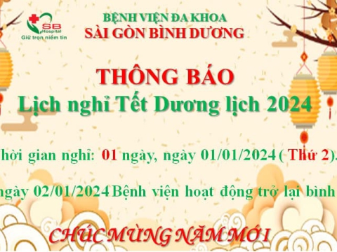 Bệnh viện xin thông báo lịch nghỉ Tết Dương lịch 2024