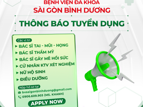 Thông báo tuyển dụng nhân sự Bệnh viện Đa Khoa Sài Gòn Bình Dương